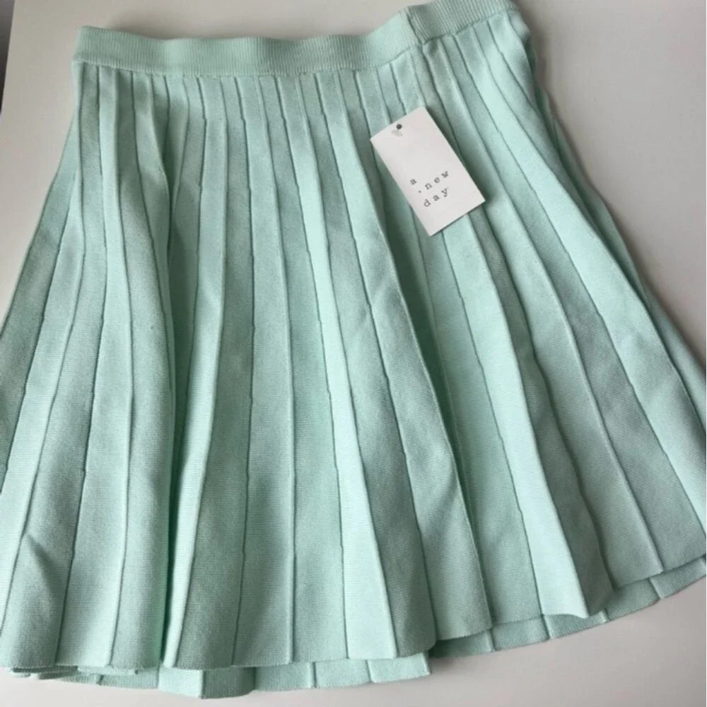 Womens Xlarge Pleated Sweater Skirt A New Day Mint Green Fall Size Xl - Picture 2 of 16